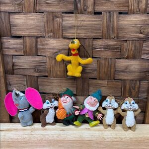 Vintage Set of 6 Vintage Disney Cartoon Character Ornaments